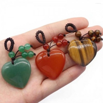 Peach Heart Shaped Natural Rose Quartz Keychain for Women