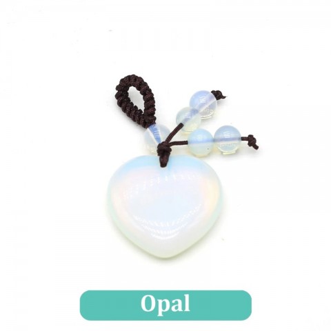 Peach Heart Shaped Natural Rose Quartz Keychain for Women