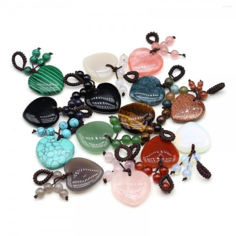 Peach Heart Shaped Natural Rose Quartz Keychain for Women