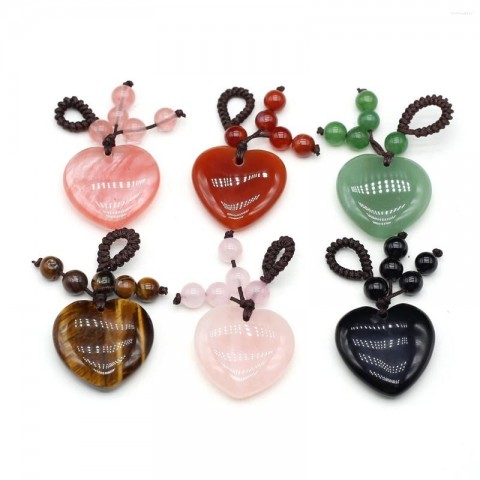 Peach Heart Shaped Natural Rose Quartz Keychain for Women
