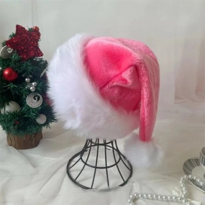Christmas 2024 Plush Unisex Santa Hat, Red & Pink for Festive Holiday Parties