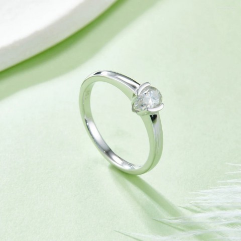 Elegant Cluster Women's Moissanite Ring, Simple Pear Shape, 0.5ct, Sterling Silver Plated 18K White Gold