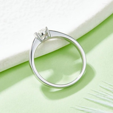 Elegant Cluster Women's Moissanite Ring, Simple Pear Shape, 0.5ct, Sterling Silver Plated 18K White Gold