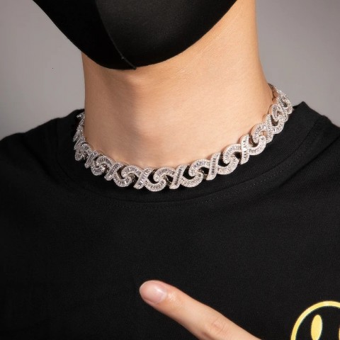 BLING KING Women's 15mm Unisex Cuban Choker Zirconia Ice Out Necklace