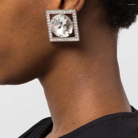 Stud Earrings Women's Fashion Rhinestone Crystal White Green Stonefans