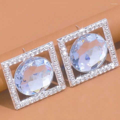 Stud Earrings Women's Fashion Rhinestone Crystal White Green Stonefans
