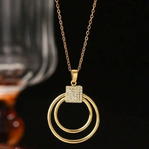 Luxury Gold Circle Square Metal Jewelry Set for Women
