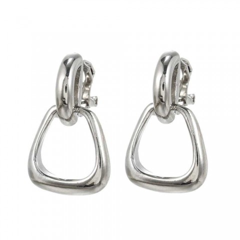 Elegant Vintage Geometric Clip-On Earrings for Women in Golden Metal