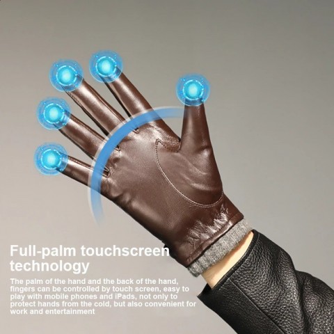 High-end Men's Bamboo Fiber Sheepskin Gloves for Winter Cycling & Driving