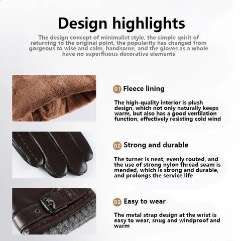 High-end Men's Bamboo Fiber Sheepskin Gloves for Winter Cycling & Driving