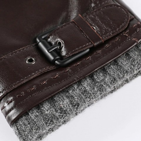High-end Men's Bamboo Fiber Sheepskin Gloves for Winter Cycling & Driving