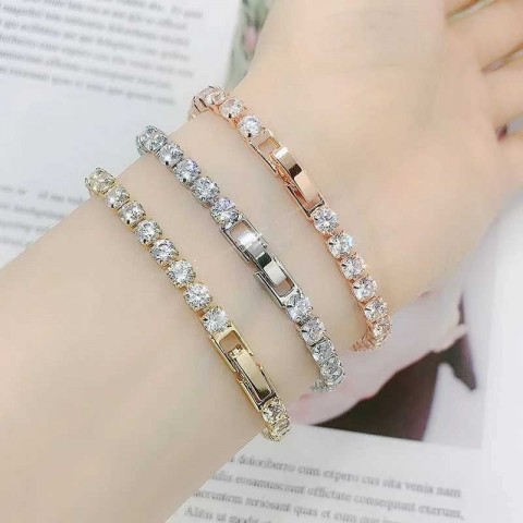 Womens Trendy AAA Cubic Zirconia Tennis Bracelet in Silver Color