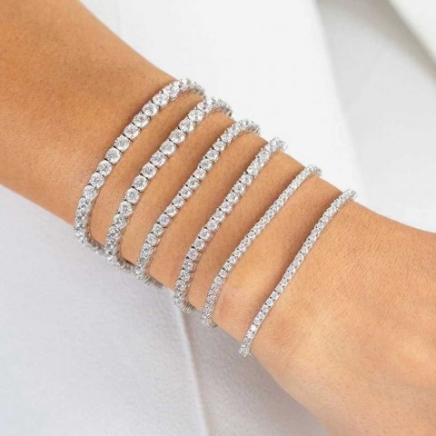 Womens Trendy AAA Cubic Zirconia Tennis Bracelet in Silver Color
