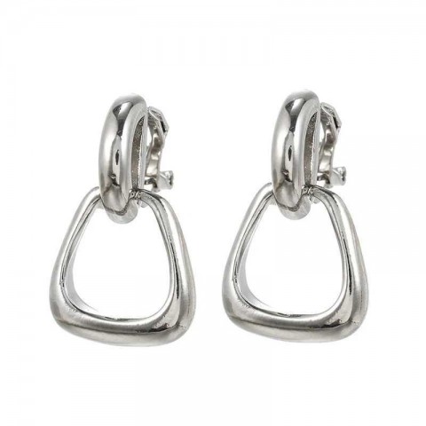 Elegant Vintage Geometric Clip-On Earrings for Women in Golden Metal