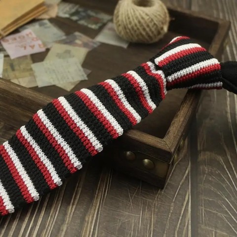 Striped Lavender Wool Collar Tie Set for Men