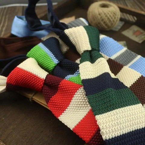 Striped Lavender Wool Collar Tie Set for Men