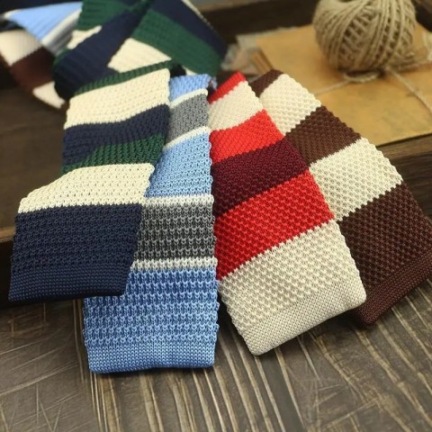 Striped Lavender Wool Collar Tie Set for Men