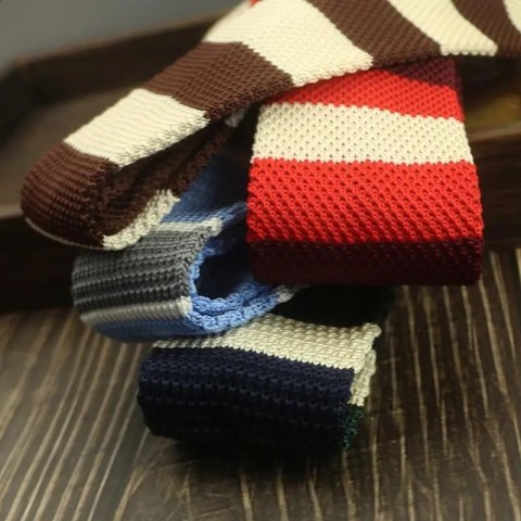Striped Lavender Wool Collar Tie Set for Men
