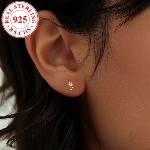 Sterling Silver Bohemian Bow Stud Earrings for Women Hypoallergenic Christmas Gift