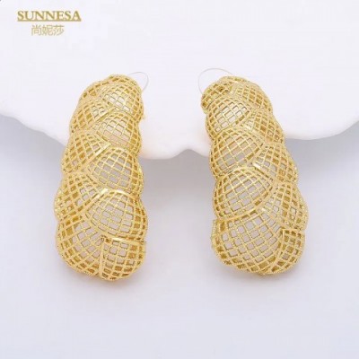 SUNNESA 18K Gold Plated Hollow Stud Earrings for Women - Trendy Wedding Party Gift