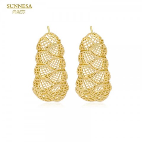 SUNNESA 18K Gold Plated Hollow Stud Earrings for Women - Trendy Wedding Party Gift