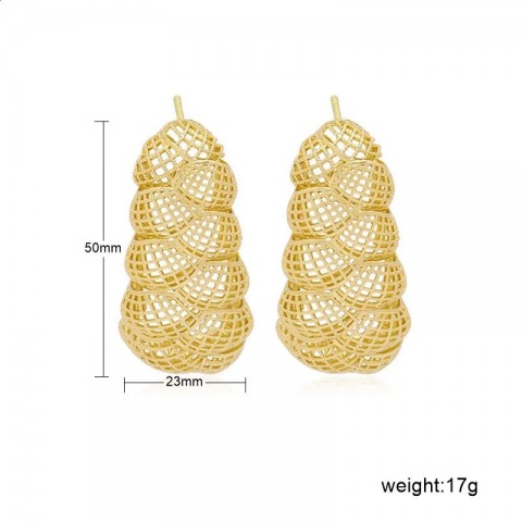 SUNNESA 18K Gold Plated Hollow Stud Earrings for Women - Trendy Wedding Party Gift