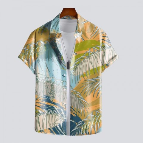 Men's 2025 Beach Casual Shirts with 3D Palm Tree Print