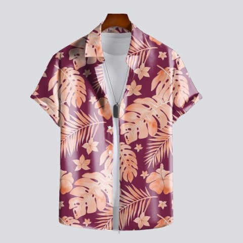 Men's 2025 Beach Casual Shirts with 3D Palm Tree Print