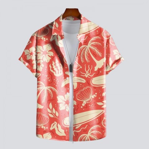 Men's 2025 Beach Casual Shirts with 3D Palm Tree Print