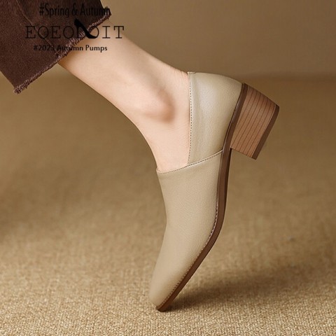 2024 Retro Fashion Women's Pumps - Chunky Heel Leather Shoes