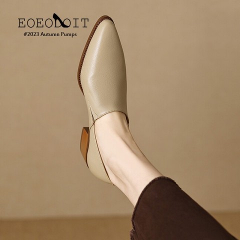 2024 Retro Fashion Women's Pumps - Chunky Heel Leather Shoes