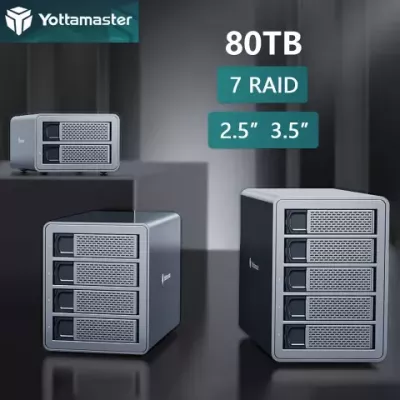 Yottamaster Compact 2/4/5 Bay RAID External HDD/SSD Enclosure for 2.5"/3.5" SATA Drives