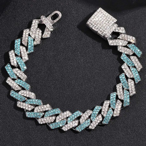 Punk Hiphop 14MM Imitation Rhodium Plated Chain Bracelet for Men and Women