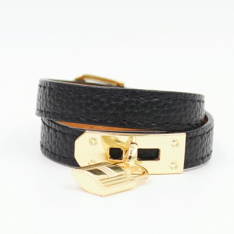 LV Braceletines Women's Luxury Leather Charm Bracelet with Gold Toggle Clasp