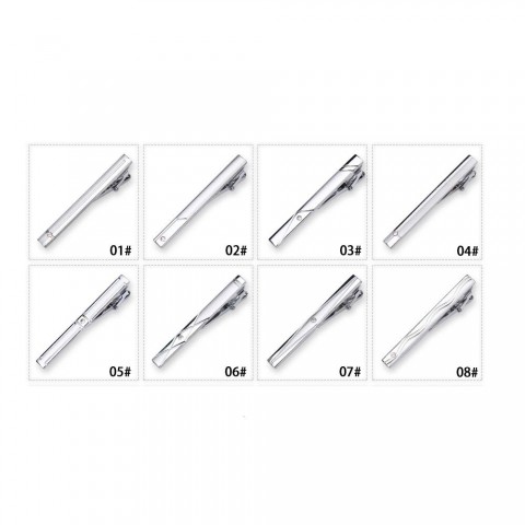 8pc Classic Metal Tie Clip Set for Men - Perfect Business and Wedding Gift
