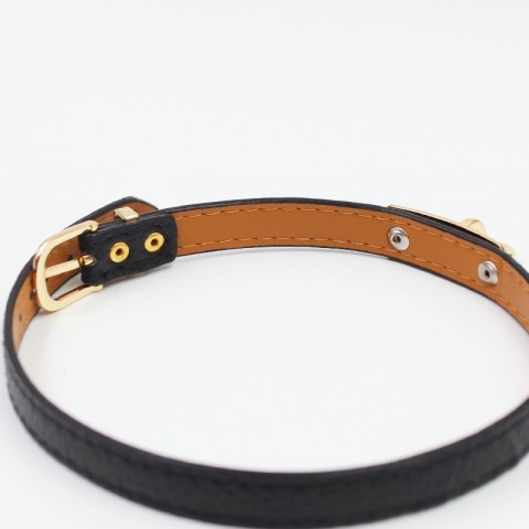 LV Braceletines Women's Luxury Leather Charm Bracelet with Gold Toggle Clasp
