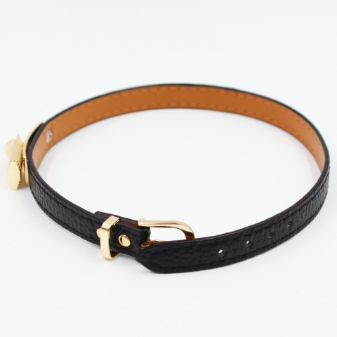 LV Braceletines Women's Luxury Leather Charm Bracelet with Gold Toggle Clasp