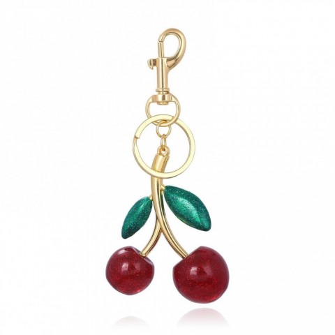 Charming Red Cherry Resin Keychain for Women and Men