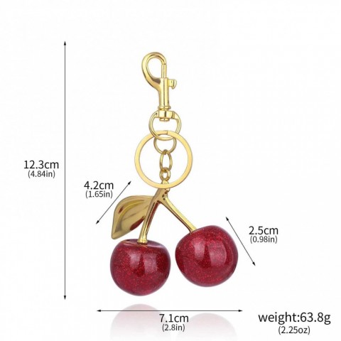 Charming Red Cherry Resin Keychain for Women and Men
