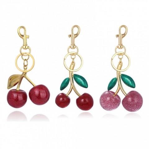 Charming Red Cherry Resin Keychain for Women and Men