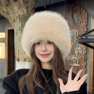 Warm Women's Fox Fur Ski Hat with Earmuffs