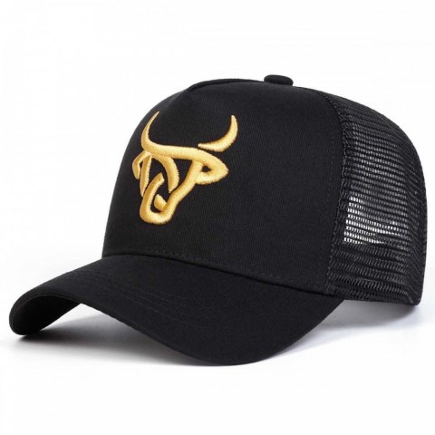 Neutral Bull Head Embroidered Baseball Cap for Boys - Adjustable Mesh Sunscreen Hat