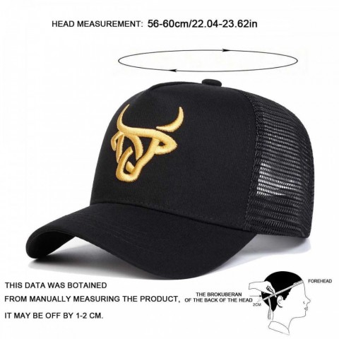 Neutral Bull Head Embroidered Baseball Cap for Boys - Adjustable Mesh Sunscreen Hat