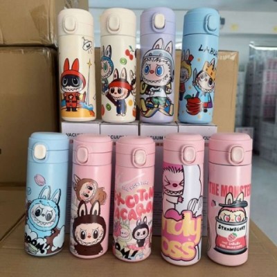 304 Stainless Steel Labubu Insulated Mug - Cute Cartoon Design for Students