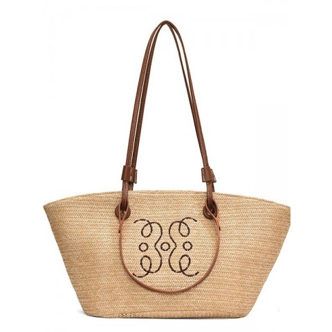 Large Capacity Women's Handwoven Straw Bucket Shoulder Bag 2025s