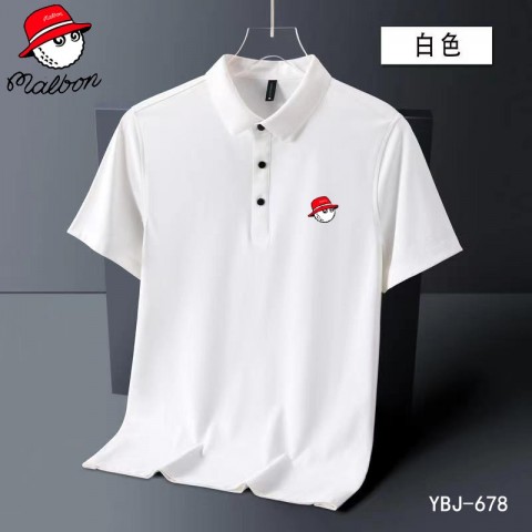 Malbons Men's Summer Breathable Cotton Polo Shirts with Lapel Collar