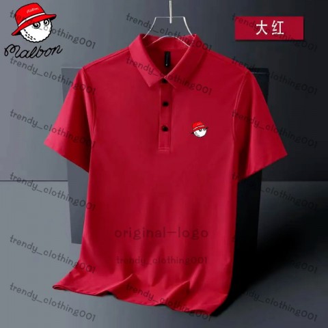 Malbons Men's Summer Breathable Cotton Polo Shirts with Lapel Collar
