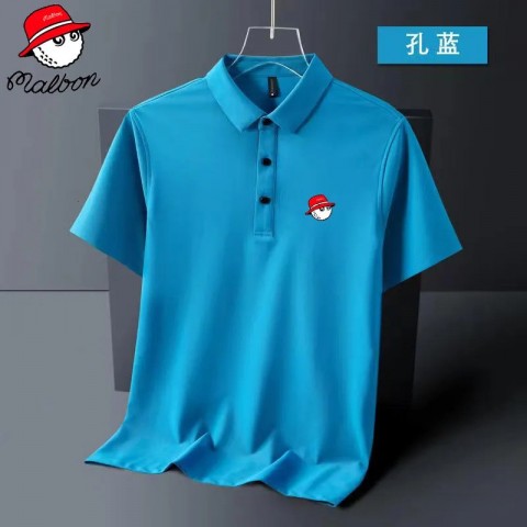 Malbons Men's Summer Breathable Cotton Polo Shirts with Lapel Collar