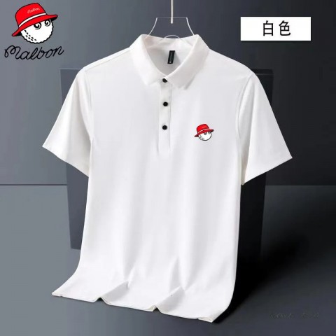 Malbons Men's Summer Breathable Cotton Polo Shirts with Lapel Collar