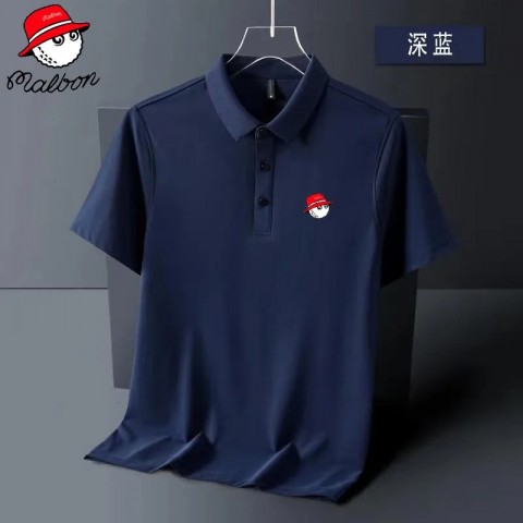 Malbons Men's Summer Breathable Cotton Polo Shirts with Lapel Collar